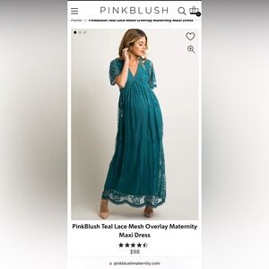 Teal lace mesh overlay maternity maxi dress size Small, EUC